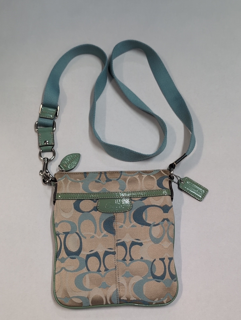 Coach Teal & Sage Signature Crossbody Bag